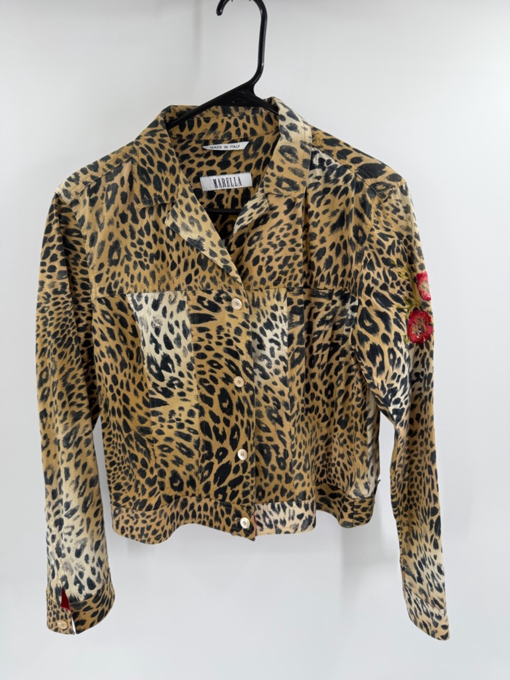 MARELLA Leopard-Print Button Front Shirt Jacket in Tan & Black Made In Italy 10 - Picture 1 of 7